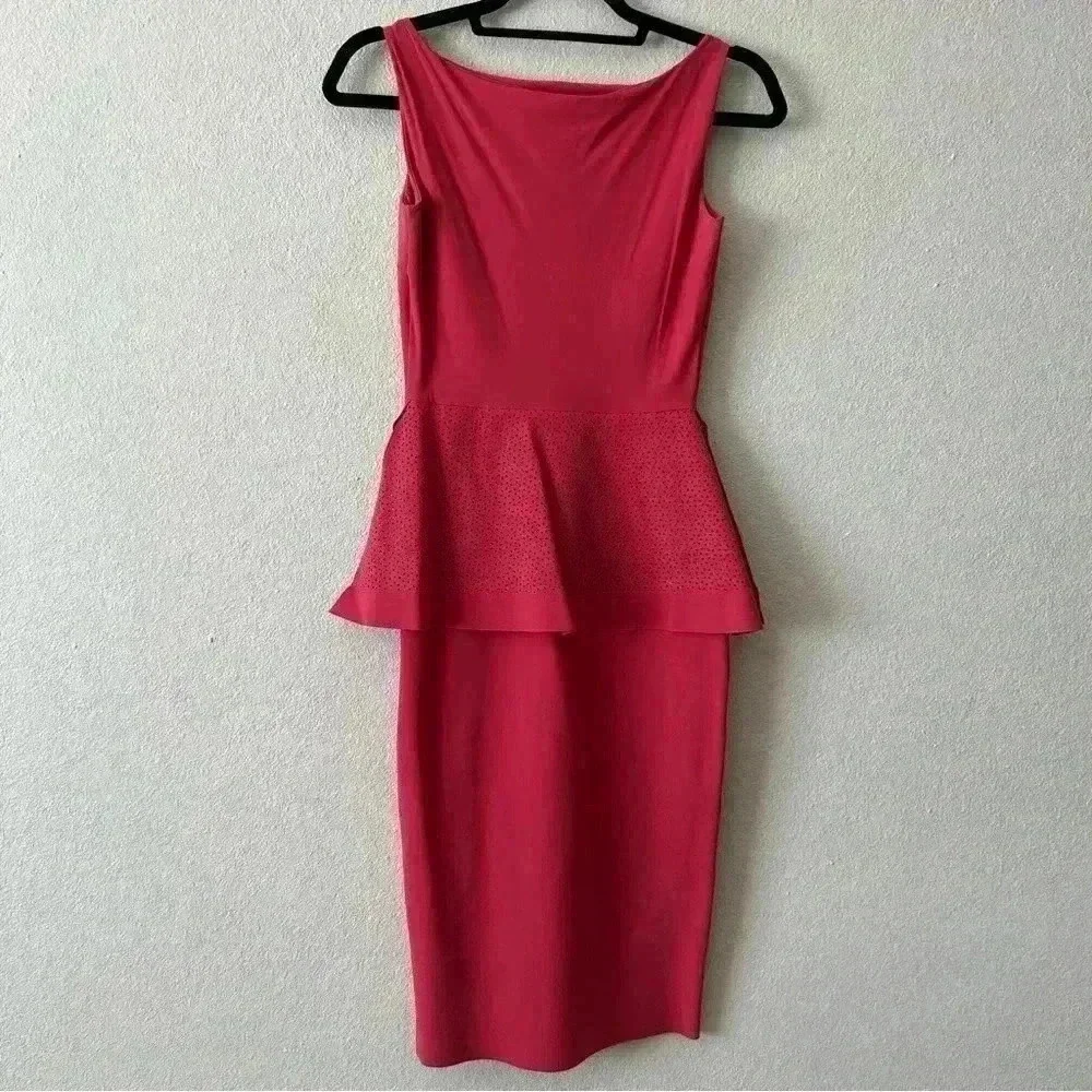 Chiara Boni la petite robe Dominik Laser-cut Peplum Dress In Peach size 38 us 2 - Picture 13 of 13